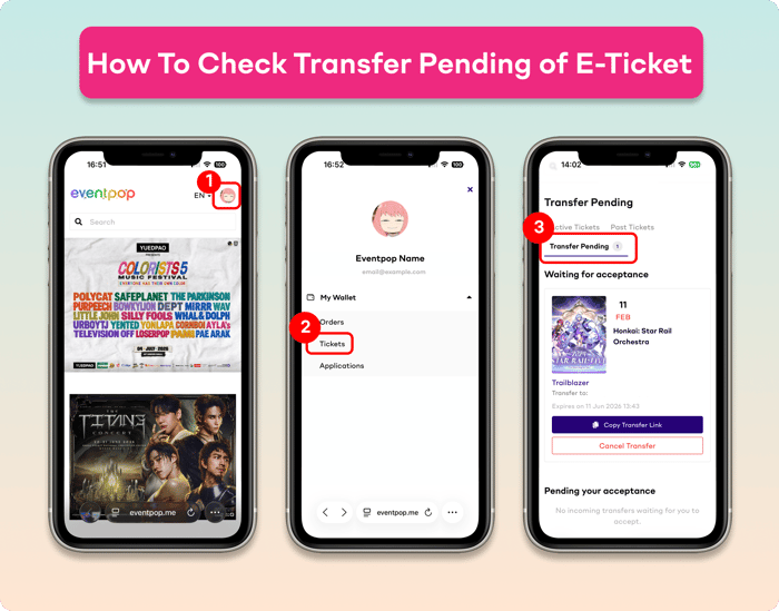 how to check transfer pending E-Ticket
